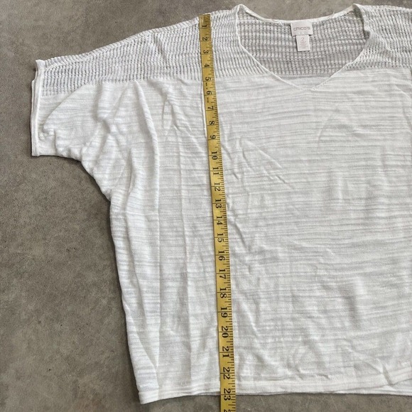 Chicos Sweater‎ Womens Size Large Short Sleeve Lightweight White Semi Sheer - Picture 4 of 10